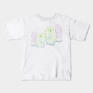 Flower pattern minimal linear Kids T-Shirt